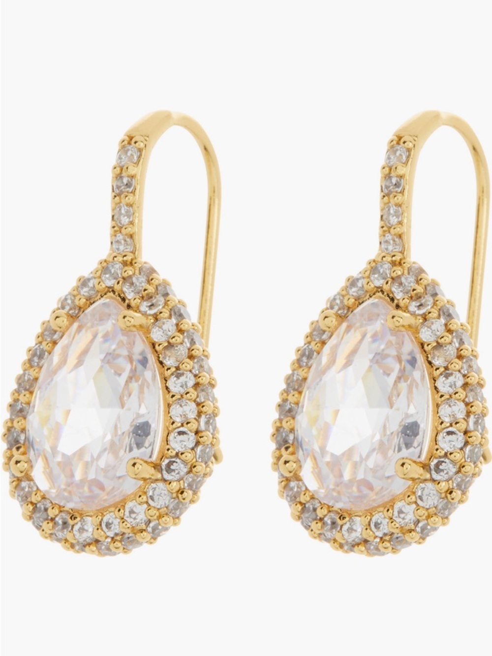 Kate Spade Saturday Pave Halo Drop Earrings in Clear Gold NWT
